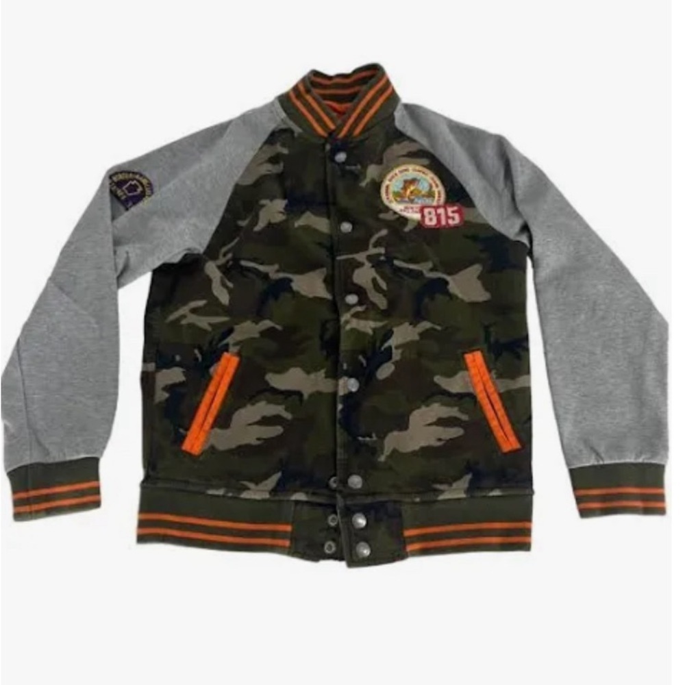 Polo By Ralph Lauren Jacket Boys Green Camo Military Fishing Patch.Size S (8)